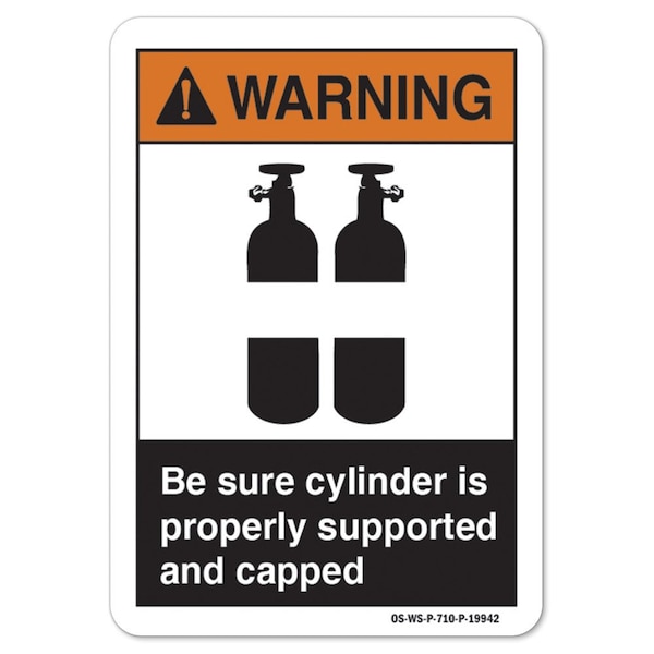 ANSI , Be Sure Cylinder Is Properly Supported And Capped, 5in X 3.5in Decal, 10PK, WS-L-19942-10PK